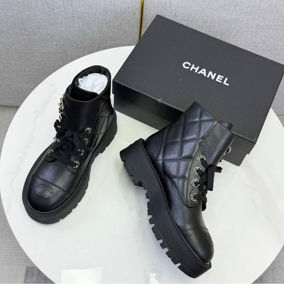CHANEL Black Leather Ankle Boots - Picture 7 of 12